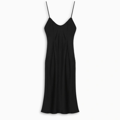 Shop Saint Laurent Satin Slip Dress In Black