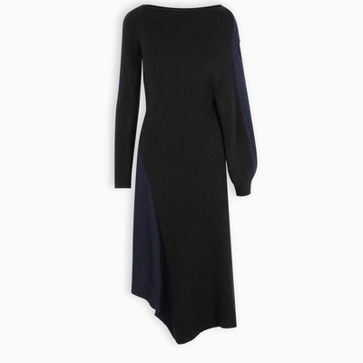 Shop Loewe Asymmetric Knit Dress In Black