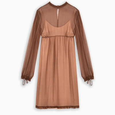Shop Miu Miu Brown Semi-transparent Dress