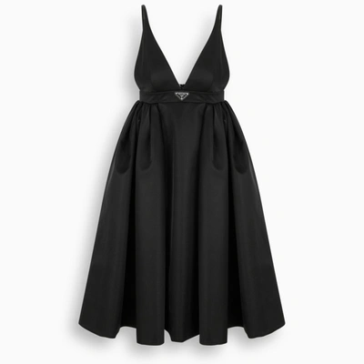 Shop Prada Black Gabardine Re-nylon Pleated Dress