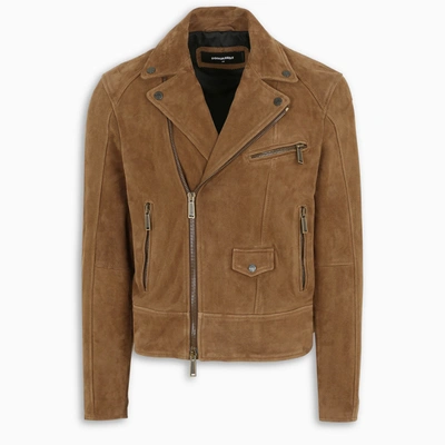 Shop Dsquared2 Brown Suede Leather Jacket