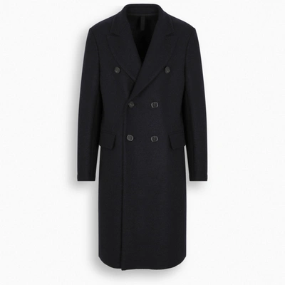 Shop Harris Wharf London Blue Double-breasted Coat