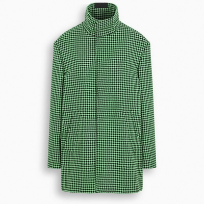 Shop Balenciaga Green And Black Houndstooth Coat