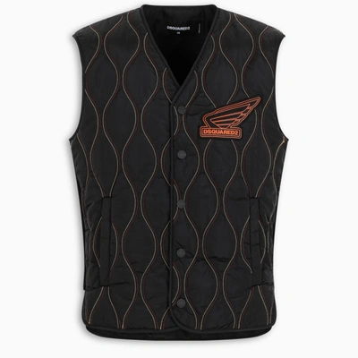 Shop Dsquared2 Quilted Logo Waistcoat In Black