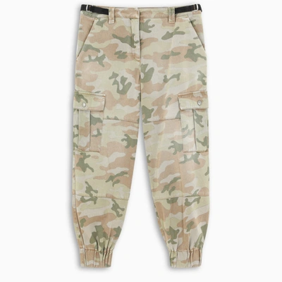 Shop Miu Miu Camouflage Print Cargo Trousers In Green