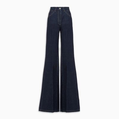 Shop Prada Flared Denim Trousers In Blue