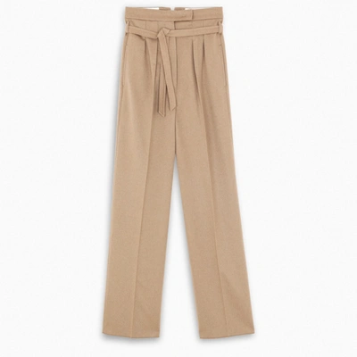 Shop Max Mara Belted Tailored Trousers In Beige