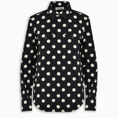 Shop Saint Laurent Dotted Black Western Shirt In Multicolor