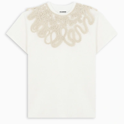 Shop Jil Sander White T-shirt With Embroidery