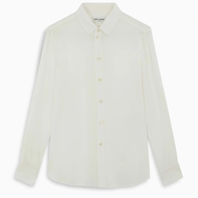 Shop Saint Laurent White Silk Shirt