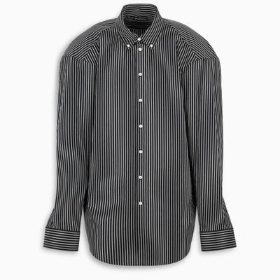 Shop Balenciaga Striped Steroid Shirt In Black