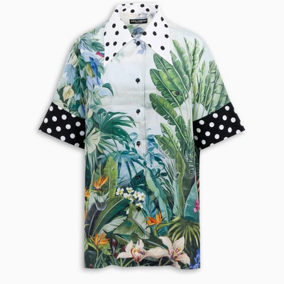 Shop Dolce & Gabbana Mix Tropical Over Shirt In Multicolor