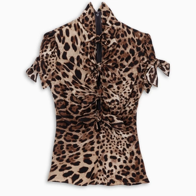 Shop Dolce & Gabbana Animal Silk Print Top In Multicolor