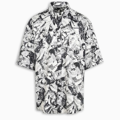 Shop Balenciaga Black And White Magazine Shirt