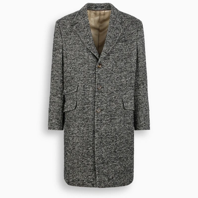 Shop Gucci Herringbone Wool Coat In Black