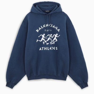 Shop Balenciaga Blue/white Athletes Hoodie