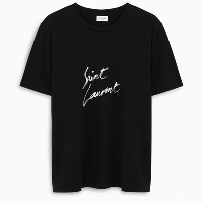Shop Saint Laurent T-shirt Crew-neck Short Sleeve In Black