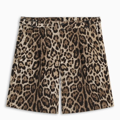 Shop Dolce & Gabbana Bermuda Shorts With Leopard Print