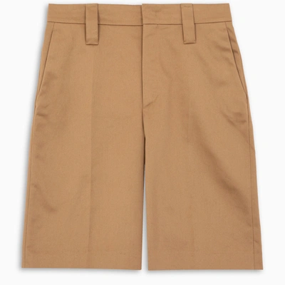 Shop Prada Beige Cotton Bermuda Shorts