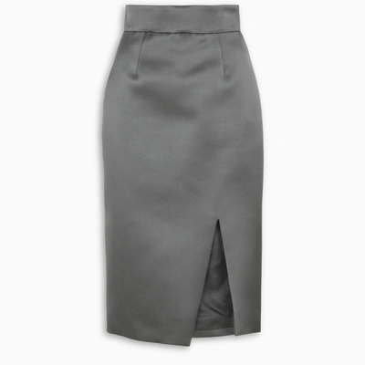 Shop Miu Miu Front Slit Pencil Skirt In Grey