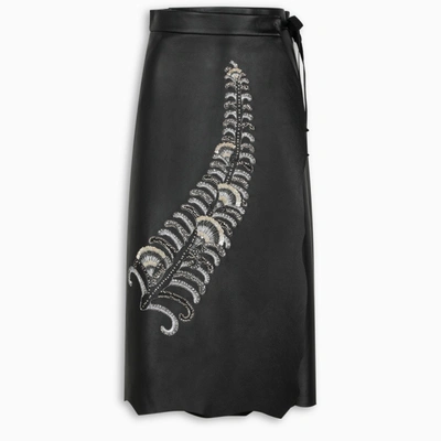 Shop Prada Sequin Embroidered Skirt In Black