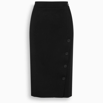 Shop Balenciaga Wool Gabardine Pencil Skirt In Black