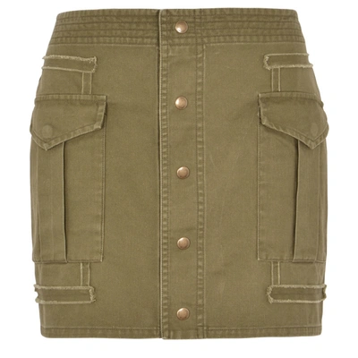 Shop Saint Laurent Olive Green Button-down Mini Skirt