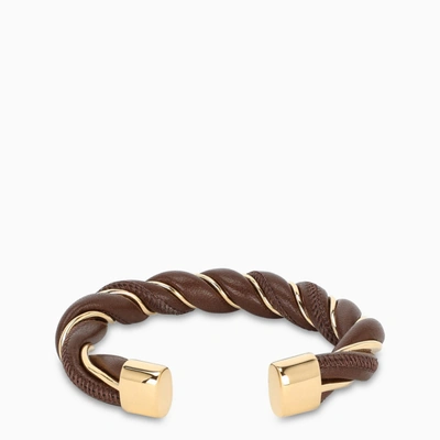 Shop Bottega Veneta Brown Twisted Bracelet