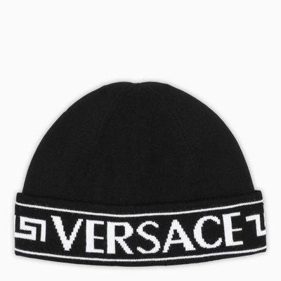Versace Wool Hat In Black