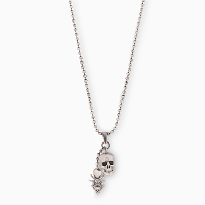 Shop Alexander Mcqueen Spider And Skull Necklace In Metal