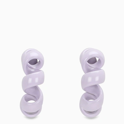 Shop Bottega Veneta Lavander Coiled Hoop Earrings In Purple