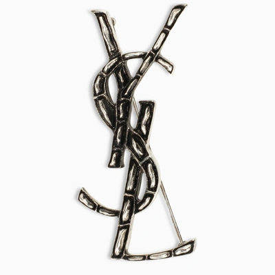 Shop Saint Laurent Silver-tone Ysl Opium Ysl Brooch In Metal