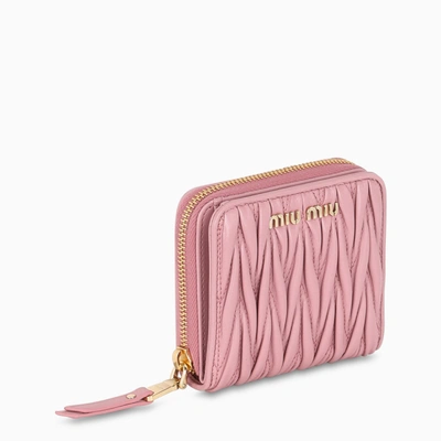 Shop Miu Miu Pink Nappa Matelassé Zipped Coin Holder