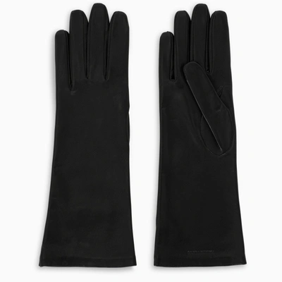 Shop Saint Laurent Black Leather Gloves