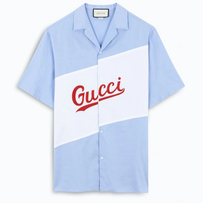 Shop Gucci Print Bowling Shirt In Blue