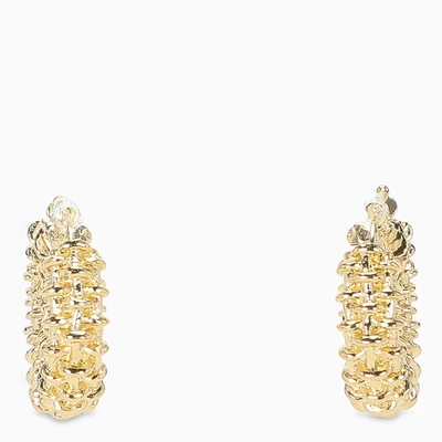 Shop Bottega Veneta Intrecciato Hoop Earrings In Metal