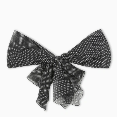 Shop Saint Laurent Brooch With Polka Dot Bow In Black