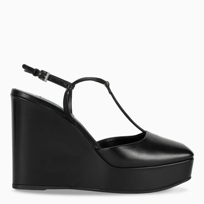 Shop Prada Black Wedge Sandals