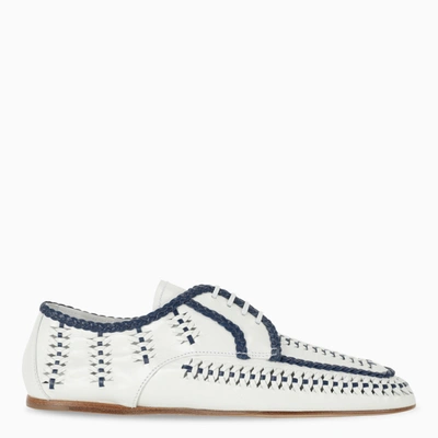 Shop Prada White Leather Laced Shoes