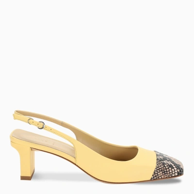Shop Aeyde Yellow And Phyton Drew Slingback Sandals