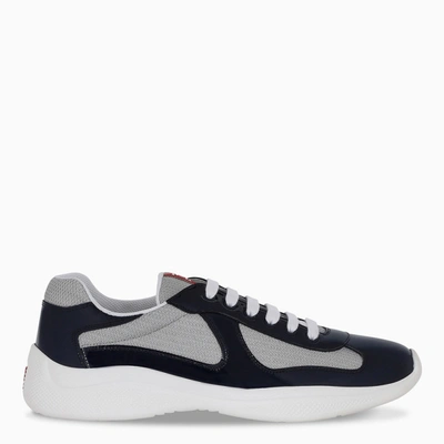 Shop Prada Patent Leather And Tec Fabric Sneakers In Blue