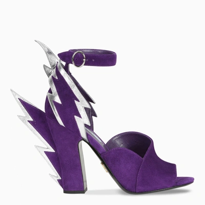 Shop Prada Purple Suede Sandals