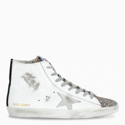 Shop Golden Goose White And Animalier Francy High-top Sneakers In Multicolor