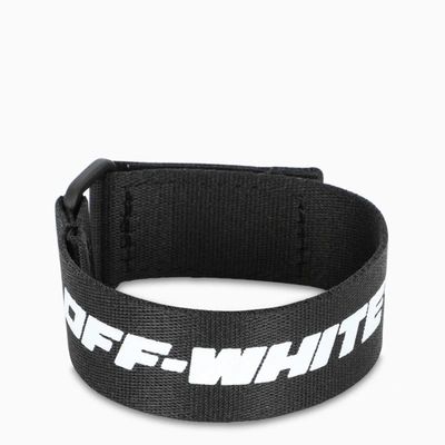 Shop Off-white Black Bracelet With Logo Print