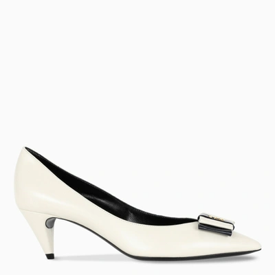 Shop Saint Laurent White Anais Bow Pumps