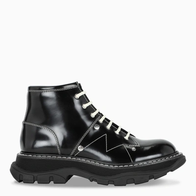 Shop Alexander Mcqueen Black/white Trad Lace-up Ankle Boots