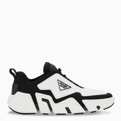 Shop Prada White/black Technical Fabric Sneakers