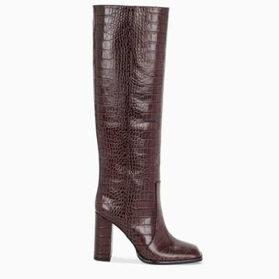 PARIS TEXAS BURGUNDY CROCODILE PRINT BOOTS PX248XCAG2-H-PATEX-BO