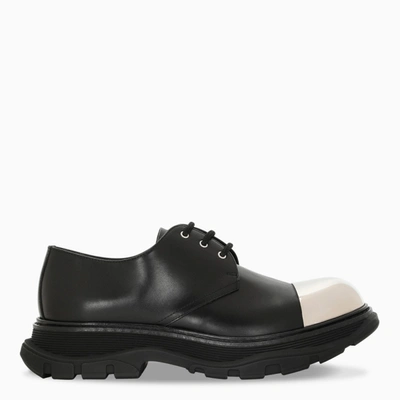 Shop Alexander Mcqueen Black/silver Tread Derby Shoes