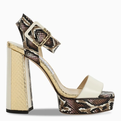 Shop Jimmy Choo Python Print Jax/pf 125 Sandals In Multicolor